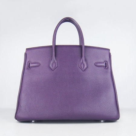 Hermes Birkin 35Cm Togo Leather Handbags Purple Silver